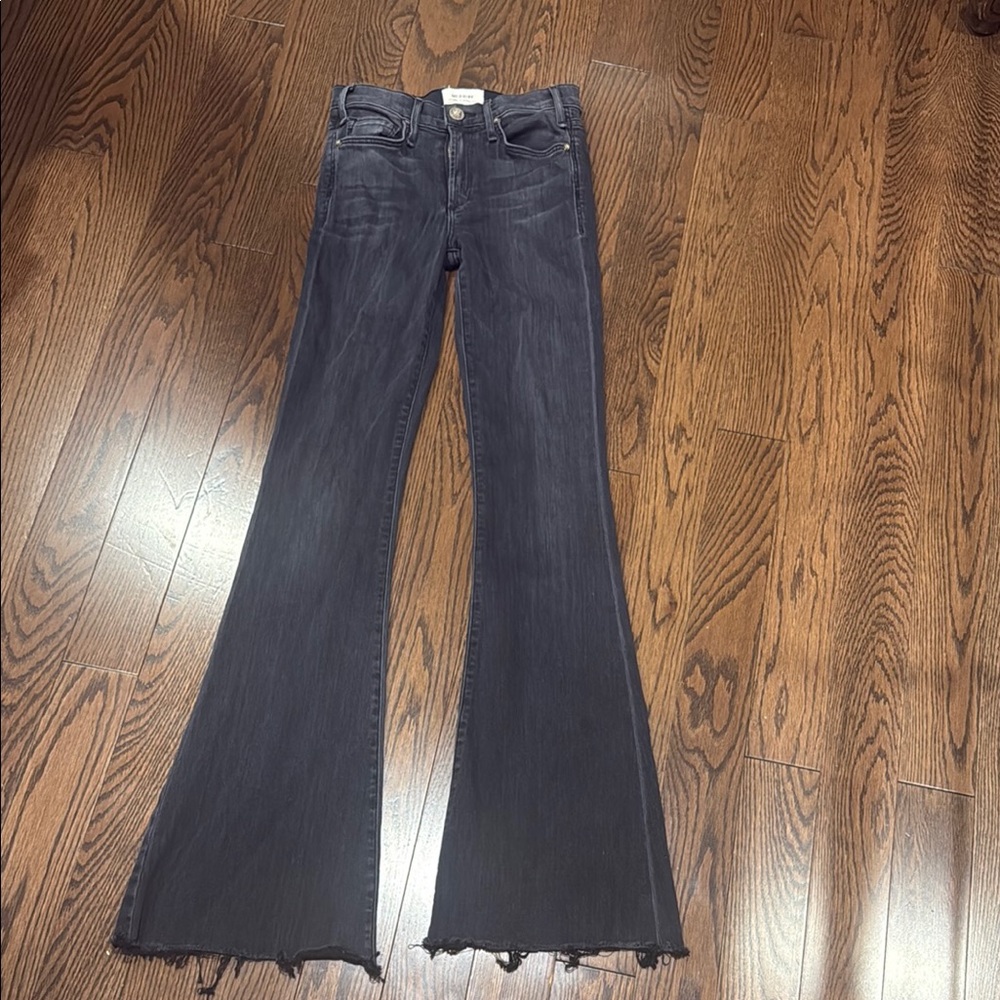 McGuire Denim Black Flare Jeans with Raw Hem